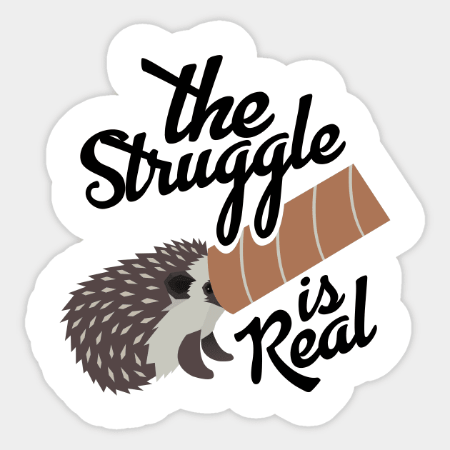 'The Struggle Is Real' Hilarous Hedgehog Gift Sticker by ourwackyhome